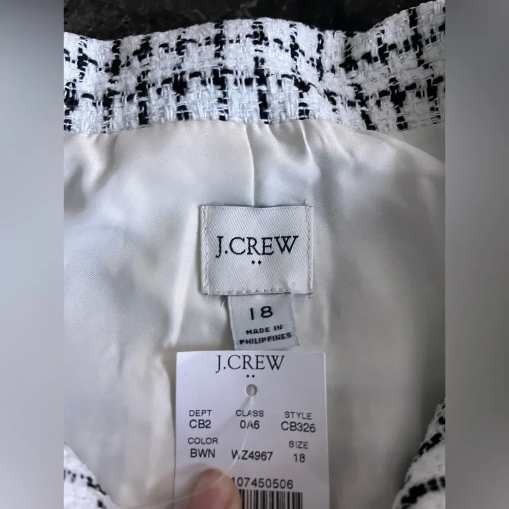 J Crew Women's Tweed Blazer Size18 Collared Checked Elegant Coat Office Business